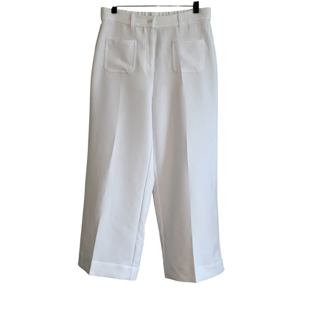 2/$30 Adrianna Papell Classic White Wide Leg Cropped Sailor Trouser Pants - Picture 3 of 16